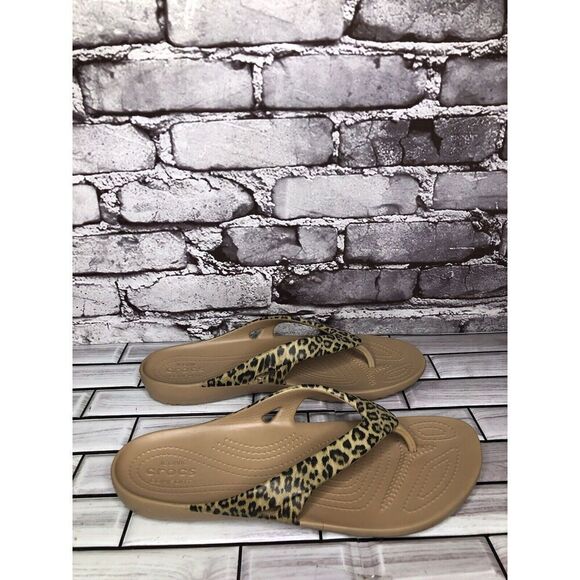 Crocs Kadee II Iconic Comfort Leopard Flip Flip Sandals Women’s sz 10M US/41EU - Picture 5 of 16